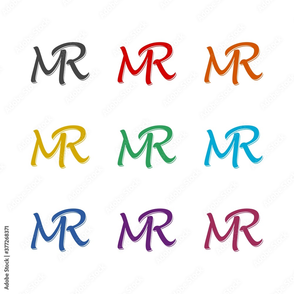 Initial letter MR logo, color set Initial letter MR logo, color set