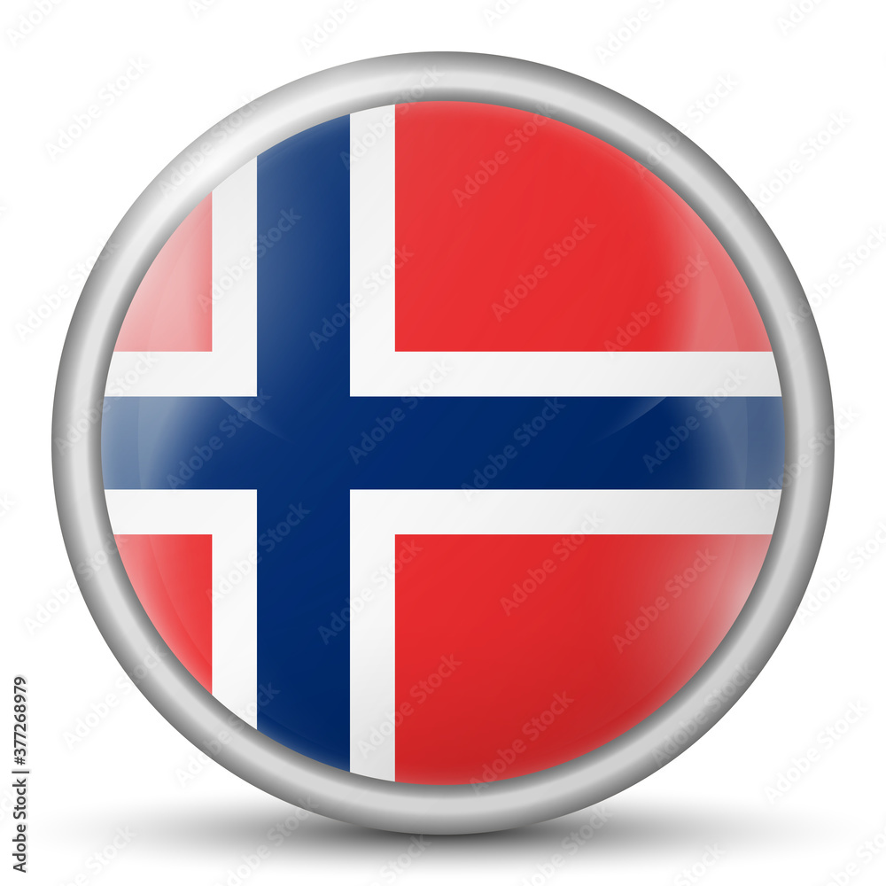 Glass light ball with flag of Norway. Round sphere, template icon. Norwegian national symbol. Glossy realistic ball, 3D abstract vector illustration highlighted on a white background. Big bubble. Glass light ball with flag of Norway. Round sphere, template icon. Norwegian national symbol. Glossy realistic ball, 3D abstract vector illustration highlighted on a white background. Big bubble.