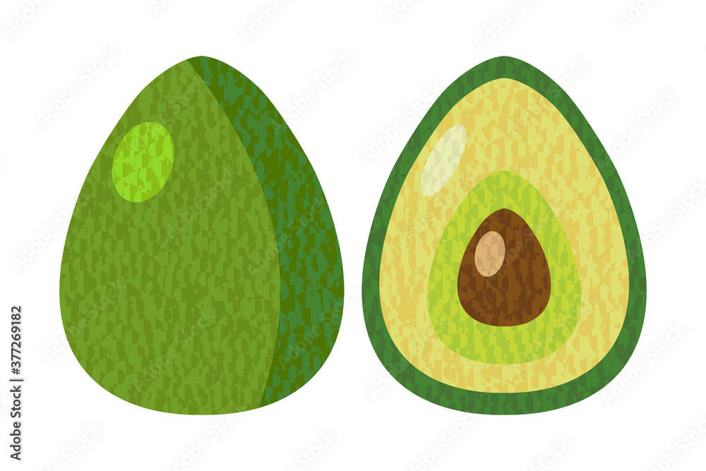 A avocado isolated on white background. Unique style, good for projects. A avocado isolated on white background. Unique style, good for projects.
