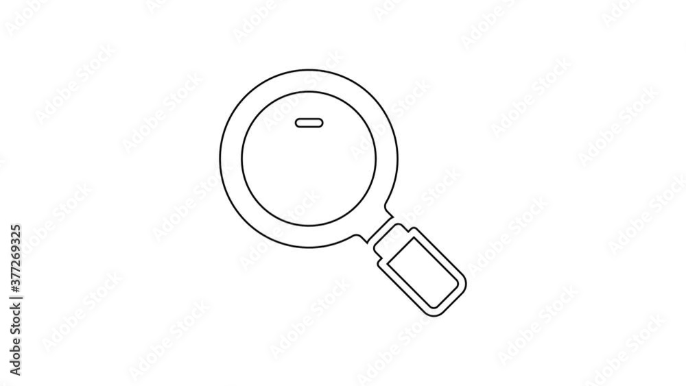 Black line Magnifying glass icon isolated on white background. Search, focus, zoom, business symbol. 4K Video motion graphic animation. Black line Magnifying glass icon isolated on white background. Search, focus, zoom, business symbol. 4K Video motion graphic animation.