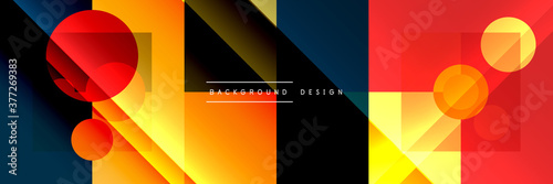 Neo memphis geometric pattern with circles, squares and lines. Pop art abstract background for covers, banners, flyers and posters and other templates