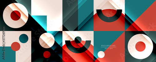 Neo memphis geometric pattern with circles, squares and lines. Pop art abstract background for covers, banners, flyers and posters and other templates