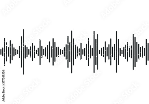 Vector sound wave. Black and white dynamic visual effect. Vector illustration.