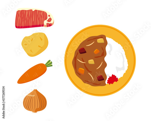 カレーライスのベクターイラスト