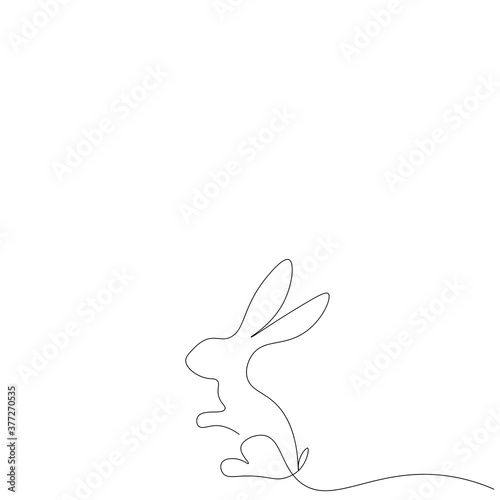 Bunny animal silhouette line drawing vector illustration