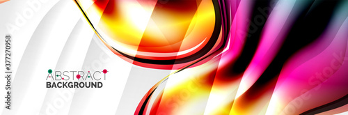Vector abstract background, flowing liquid style bubble with metallic, color quicksilver chrome texture and color glow effects