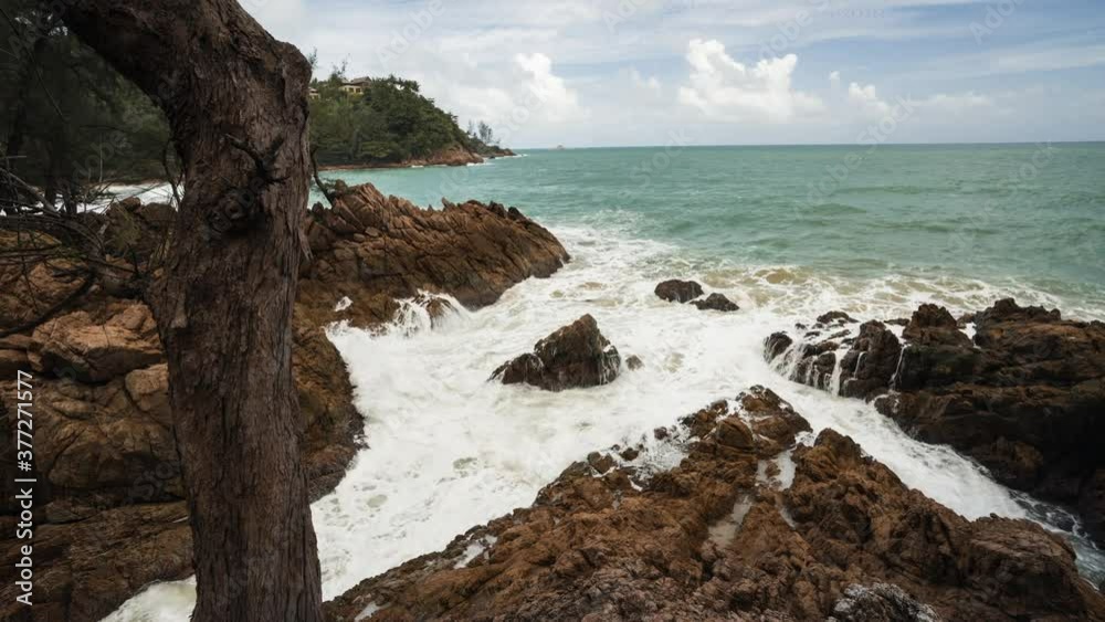 beautiful teeth's shark like rock on secret beach, Banana beach in Phuket, Thailand, 4k timelapse beautiful teeth's shark like rock on secret beach, Banana beach in Phuket, Thailand, 4k timelapse