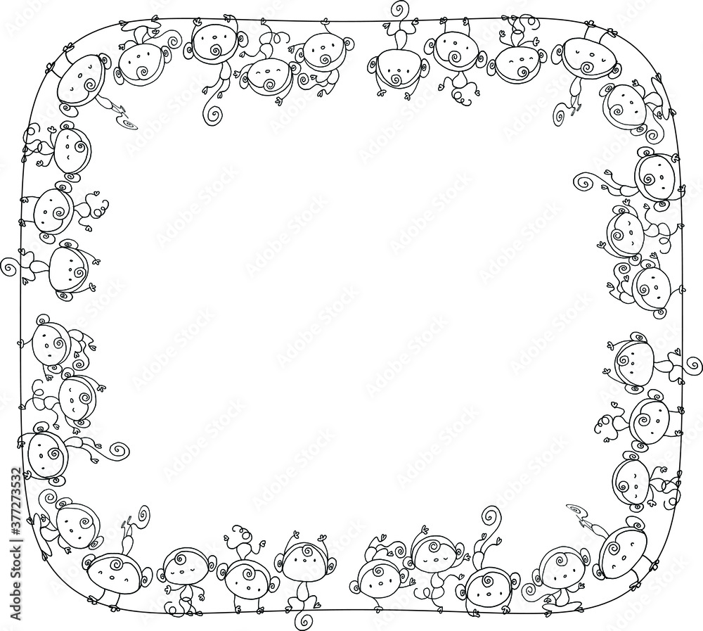 Vector cartoon monkeys background icon Vector cartoon monkeys background icon