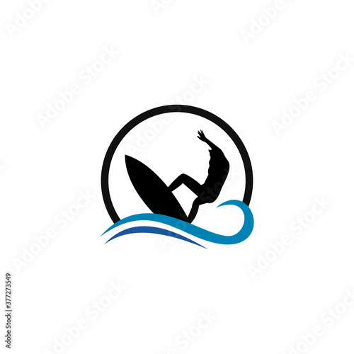 Surf logo template water sports design vector