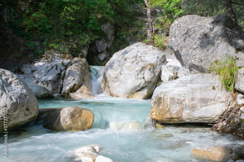 Views of the buel crystal clear creek in northen Greece
