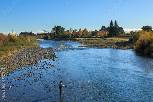 The Tongariro River in the central North Island, New Zealand, one of the world's finest trout fishing spots photo