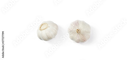 Fresh garlic on white background © pornchai