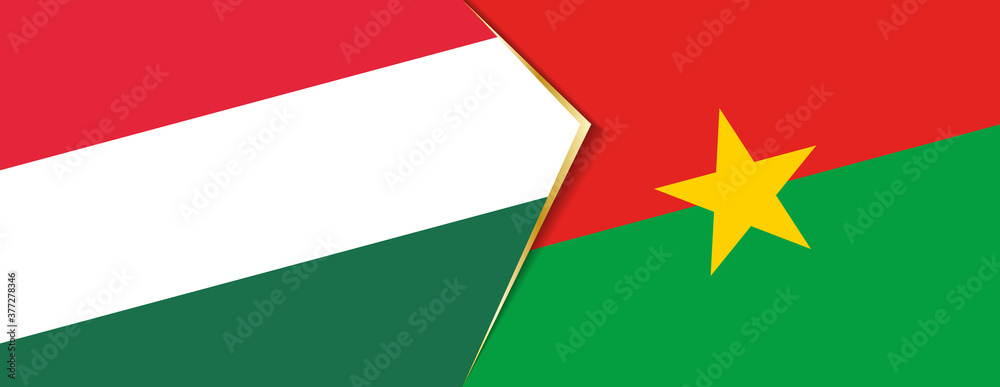 Hungary and Burkina Faso flags, two vector flags. Hungary and Burkina Faso flags, two vector flags.