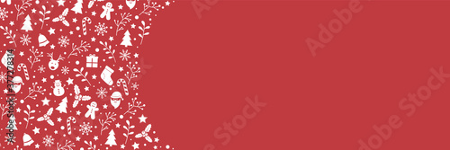 Christmas banner with ornaments and copyspace. Vector