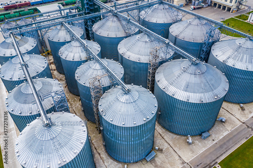 Distillation process is used to produce bio gas at station. Ecologic biofuel. View from above.