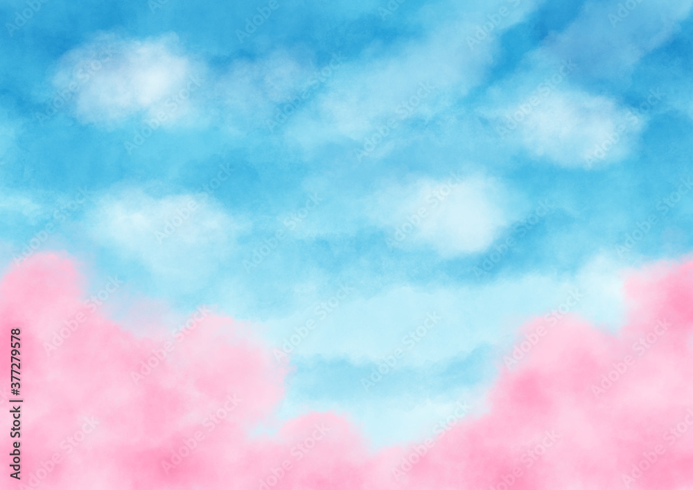 背景素材　水彩テクスチャ　春の空