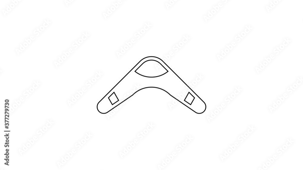 Black line Boomerang icon isolated on white background. 4K Video motion graphic animation. Black line Boomerang icon isolated on white background. 4K Video motion graphic animation.