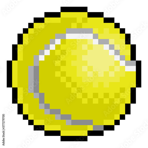 A tennis ball eight bit retro video game style pixel art sports icon