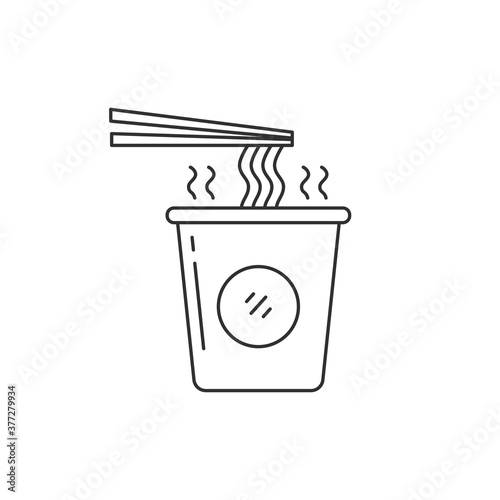 Instant noodle vector illustration with simple line style isolated on white background. Instant noodle icon 