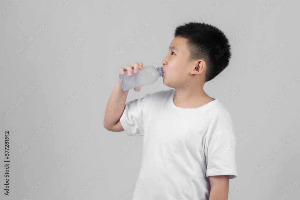 Asian boys studio shot portrait on gray background Asian boys studio shot portrait on gray background