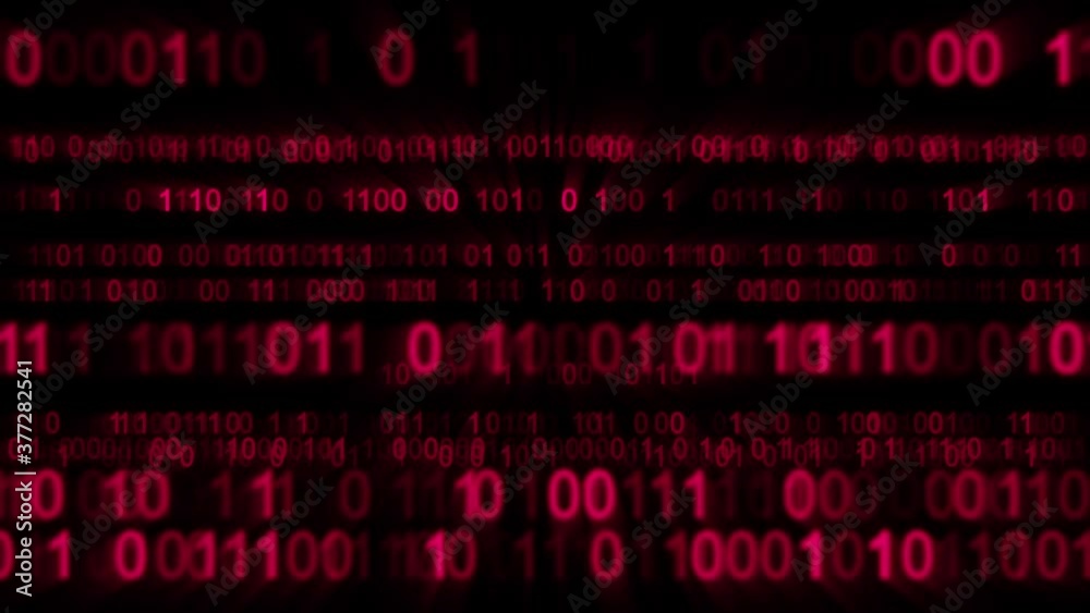 Binary Background With Numbers, Zeros And Ones Glowing Red Binary Background With Numbers, Zeros And Ones Glowing Red