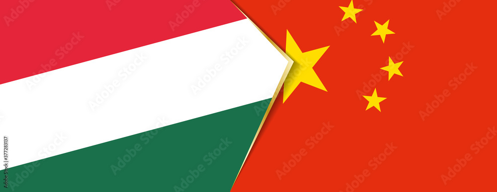 Hungary and China flags, two vector flags. Hungary and China flags, two vector flags.