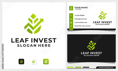 Investing Logo Design with Nature Leaf Concept and business card template