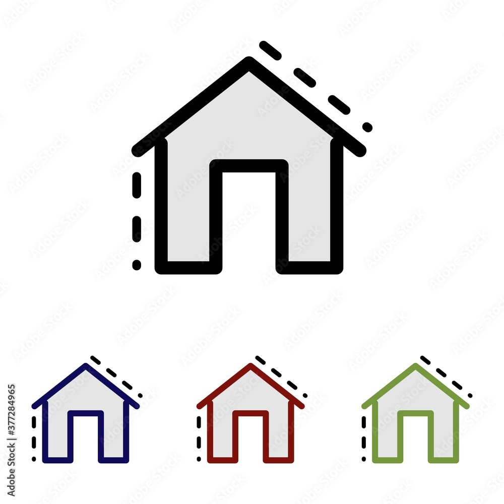 Fototapeta premium Simple flat color house icon. Home outline sign for site