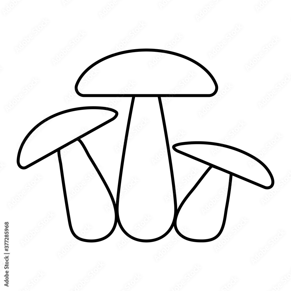 Mushroom family icon three mushrooms vector sign fungus, champignon