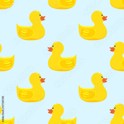 Ducklings, seamless pattern. Yellow cheerful ducklings. Vector, flat seamless background.