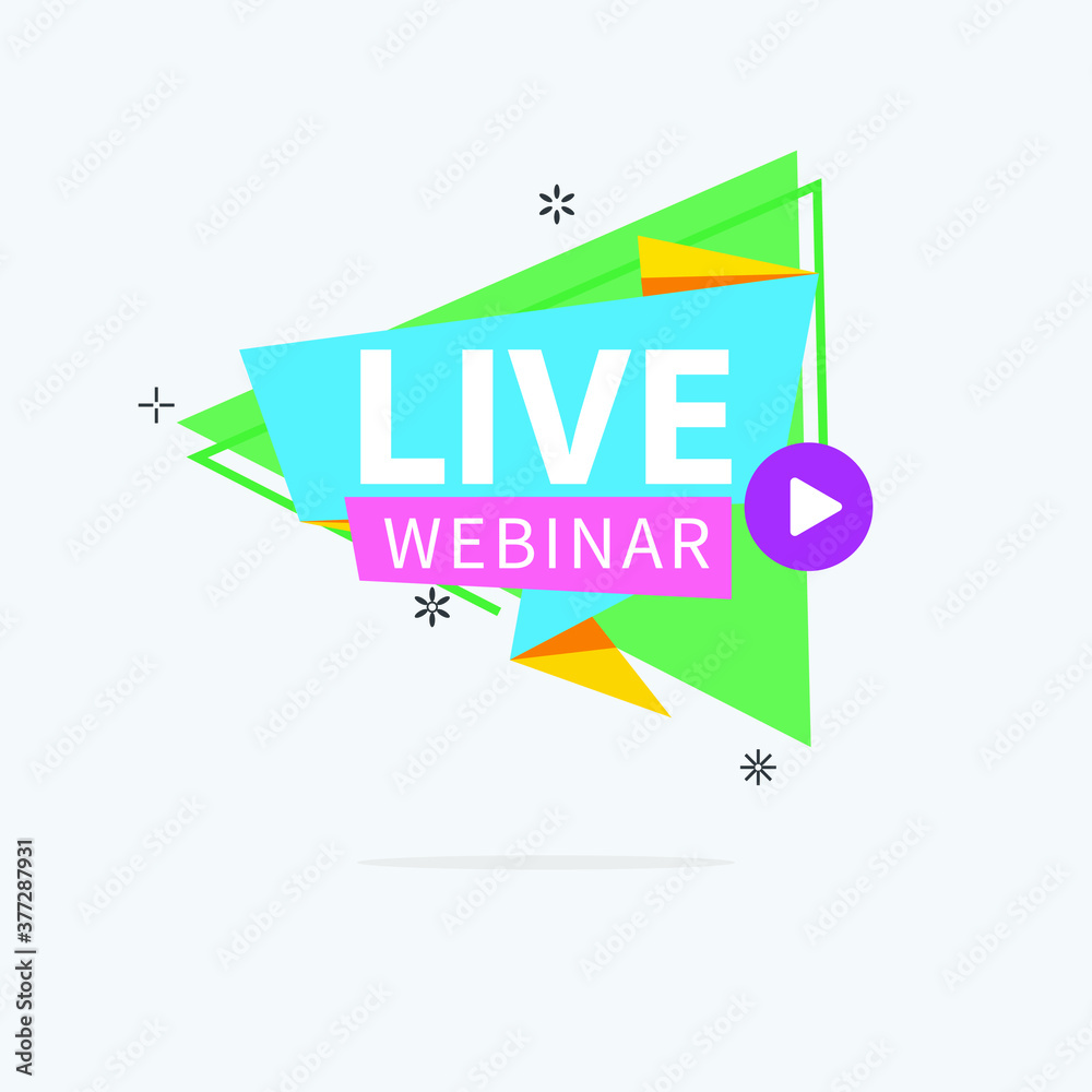 Live Webinar Button, icon, emblem label Vector illustration flat linear badge and banner, scroll, sticker, ribbon, embem, background, poster. Live Webinar Button, icon, emblem label Vector illustration flat linear badge and banner, scroll, sticker, ribbon, embem, background, poster.