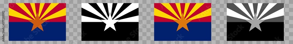 Arizona Flag Colors Black | State Flags | Banner | Symbol | Vector | Isolated | Variations - obrazy, fototapety, plakaty 