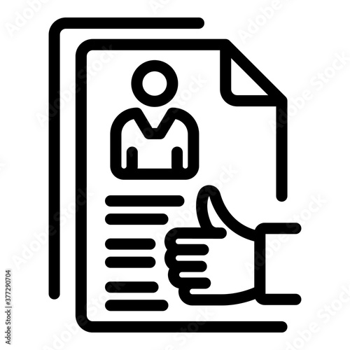 Outsource cv document icon. Outline outsource cv document vector icon for web design isolated on white background