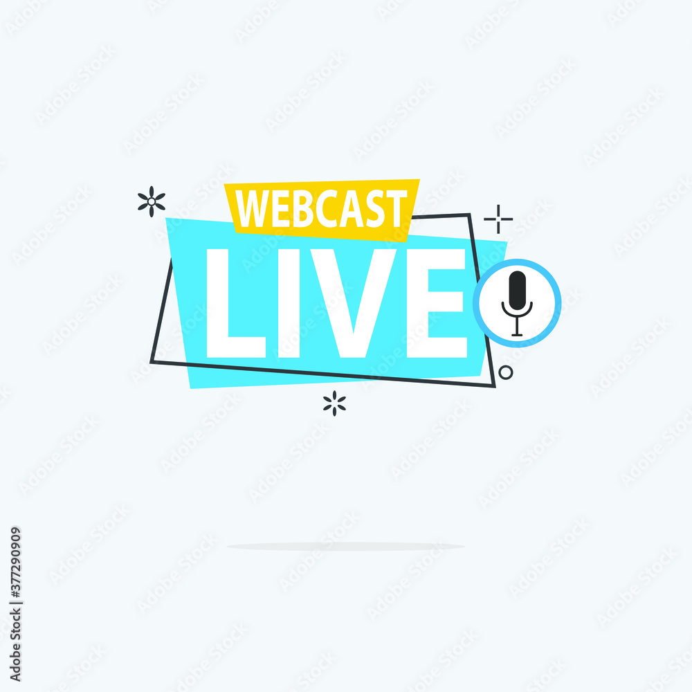Fototapeta premium Live Webinar Button, icon, emblem label Vector illustration flat linear badge and banner, scroll, sticker, ribbon, embem, background, poster.