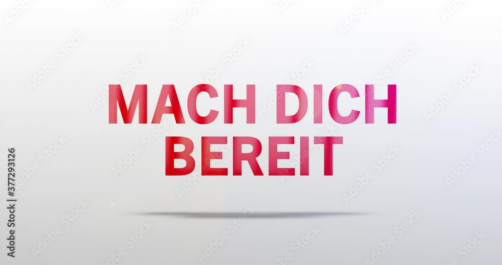 Mach dich bereit. Partikel Logo. Text Animation. Rotes Wort auf grauem Hintergrund. Hochwertiges Intro Mach dich bereit. Partikel Logo. Text Animation. Rotes Wort auf grauem Hintergrund. Hochwertiges Intro