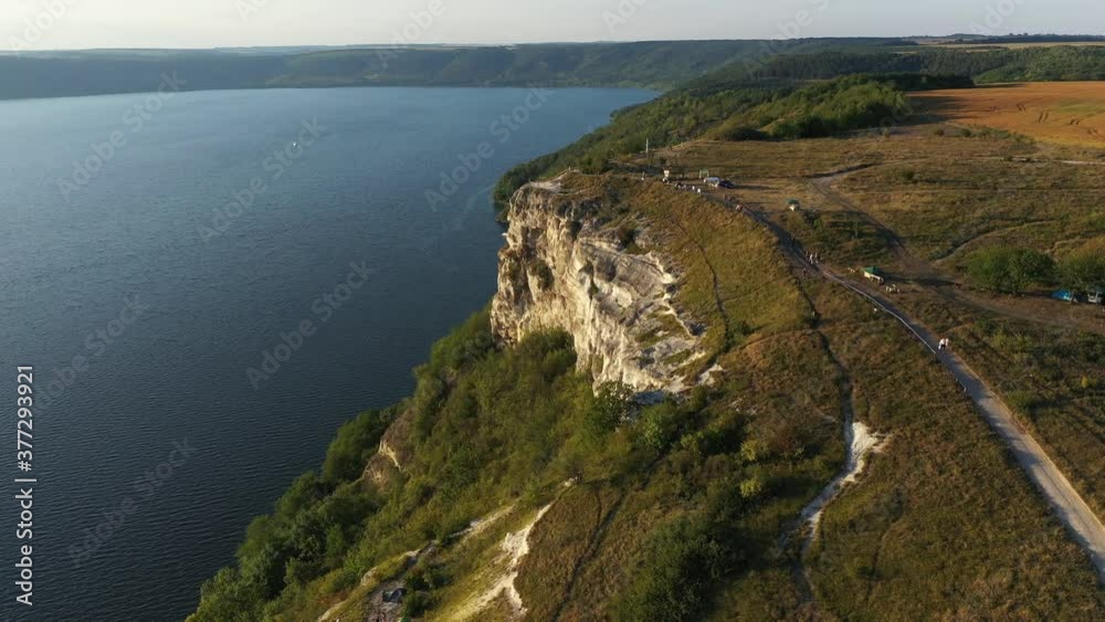 The Dniester Canyon, River, Reservoir and Bakota Bay in National Park Podilski Tovtry aerial view The Dniester Canyon, River, Reservoir and Bakota Bay in National Park Podilski Tovtry aerial view
