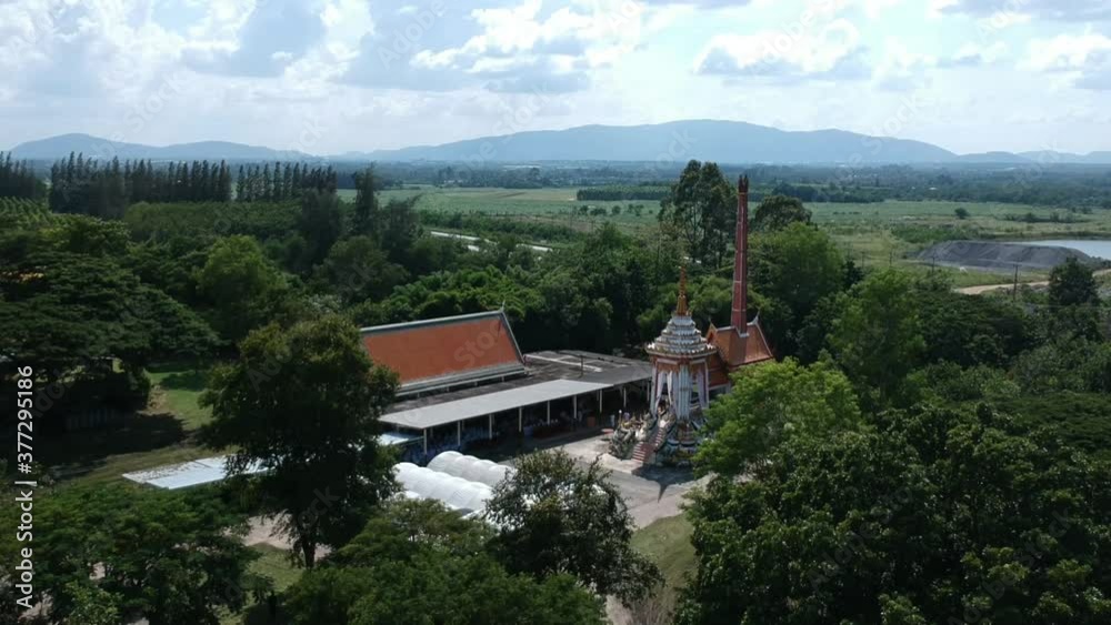 Crematory at temple in Thailand to burn dead people's bodies.Aerial view Crematory at temple in Thailand to burn dead people's bodies.Aerial view