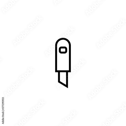 Cutter Knife Icon  in black line style icon, style isolated on white background
