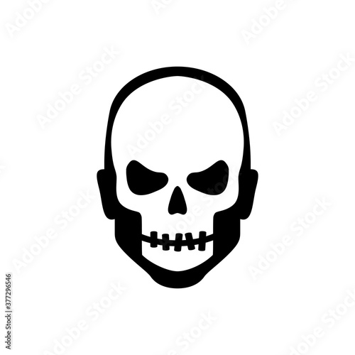 Feliz Halloween. Día de los muertos. Disfraz de zombi. Cabeza de hombre con máscara de calavera en color negro
