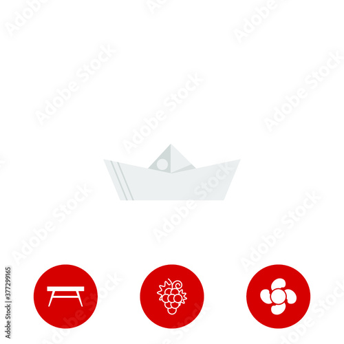 a boat icon and three bonus icons on white background, vector