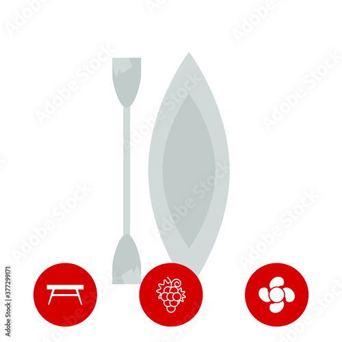 a boat icon and three bonus icons on white background, vector
