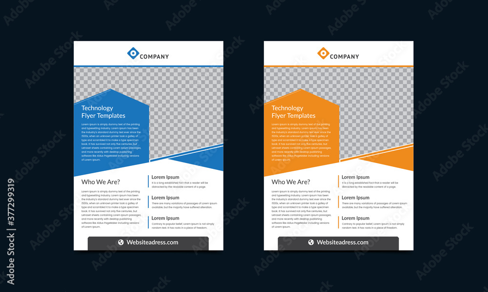 Business, corporate or Technology Flyer Design Template. Professional Creative Colorful Modern Corporate Business Marketing Advertising Flyer Design Minimal Vector Templates