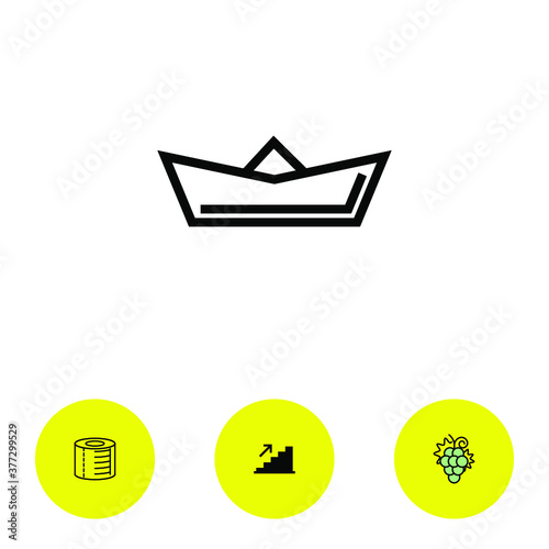 a boat icon and three bonus icons on white background, vector