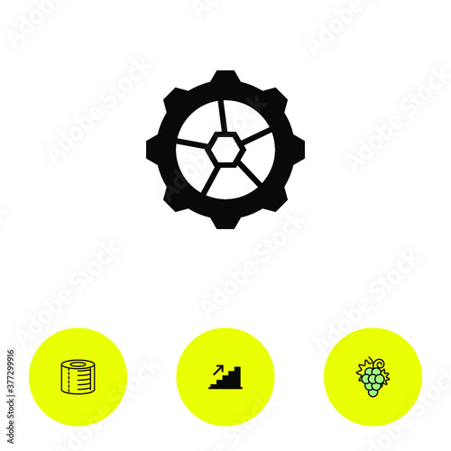 gear icon and three bonus icons on white background, vector