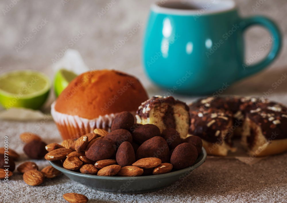 appetizing composition with nuts and chocolate appetizing composition with nuts and chocolate