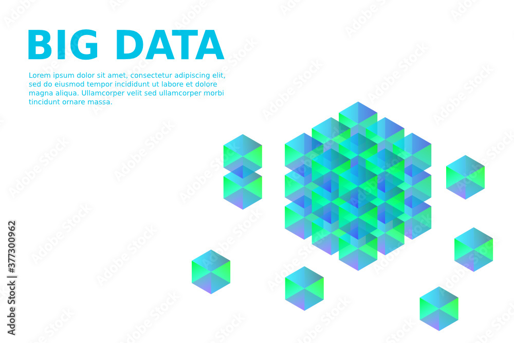 Big data storage and cloud computing technology, machine learning, artificial intelligence concept. Data center room with abstract data servers
