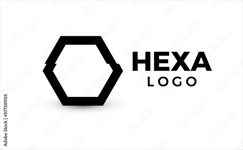 Hexagon logo concept, primitive geometric shape, simple design, vector logotype template