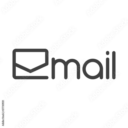 Logotipo lineal con palabra email con letra e como sobre postal en color negro