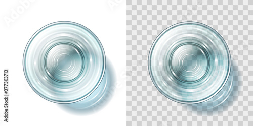 Empty glass on a transparent background. Top view.