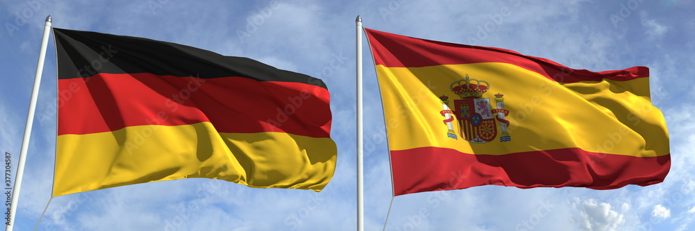 National flags of Germany and Spain, 3d rendering National flags of Germany and Spain, 3d rendering